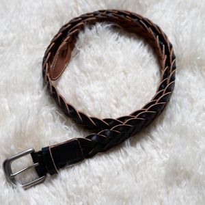 MUJI USA Black Leather Braided Belt Size Small